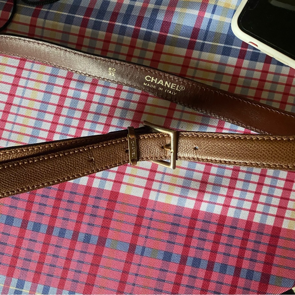 Chanel Brown Belt Gold Belt Buckle